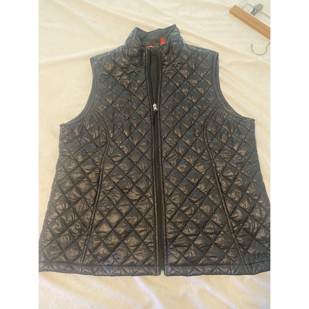 IZOD Women's Black Quilted Puffer Vest - Size XL T,0221